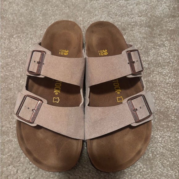 Birkenstock Shoes - Birkenstock Beige Double Strap Sandals